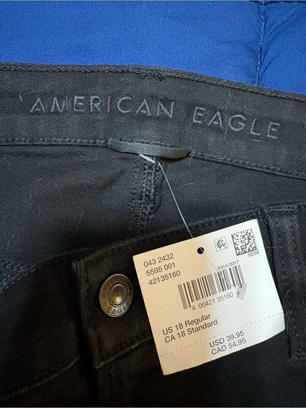 American Eagle Capri Jeans Womens Sz 18 Black Next Level Stretch Denim NEW - Picture 2 of 9